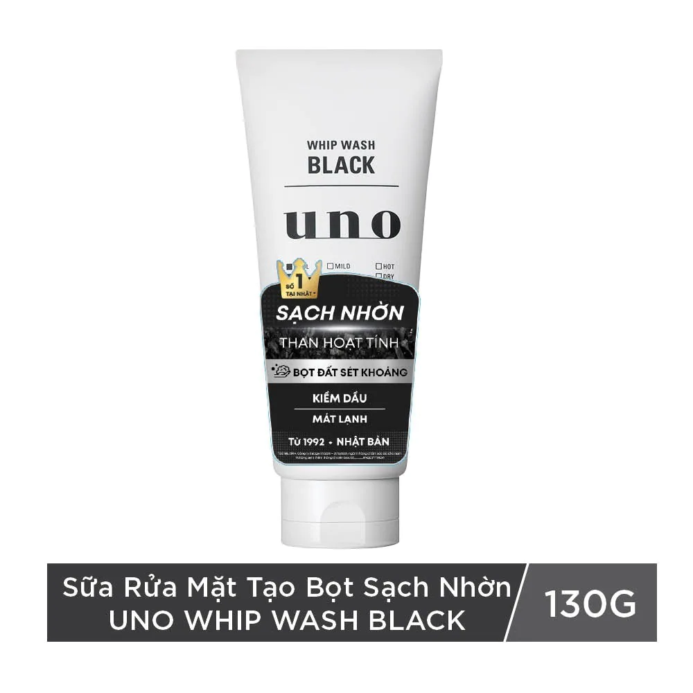 Sữa Rửa Mặt Tạo Bọt Sạch Nhờn UNO Whip Wash Black 130Gr