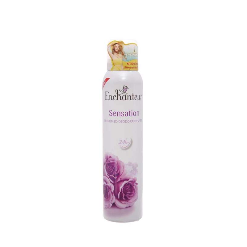 Xịt khử mùi hương nước hoa Enchanteur Sensation hoa hồng tím 150ml