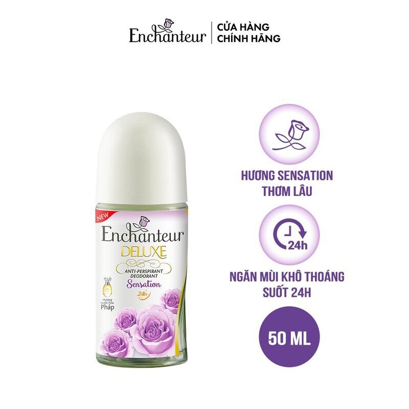 Lăn khử mùi hương nước hoa tim Enchanteur Deluxe Sensation 50ml