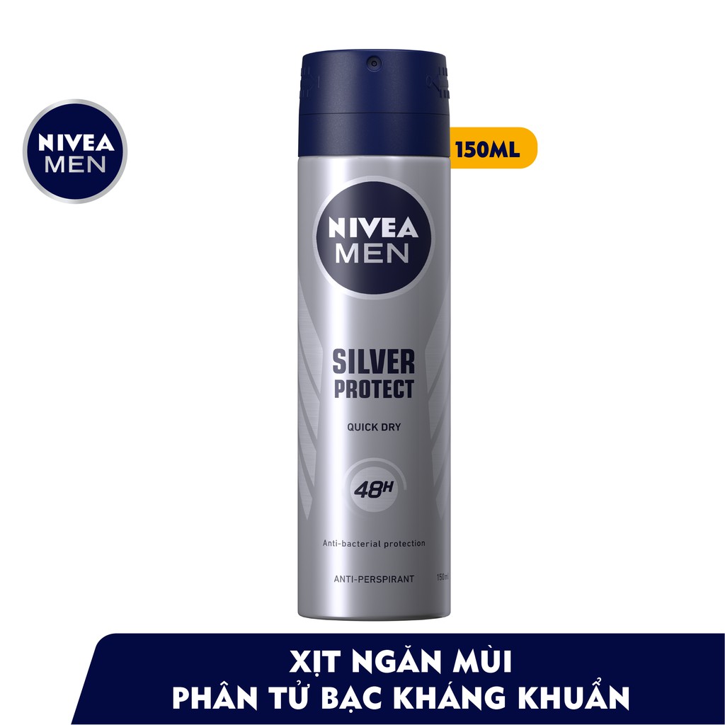 Xịt khử mùi Nivea Men phân tử bạc kháng khuẩn Silver Protect 48H