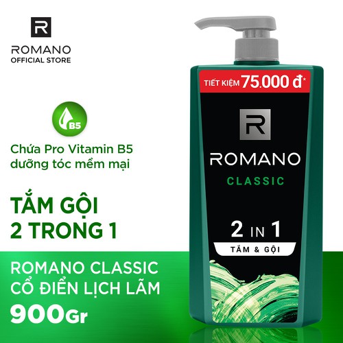 Romano tắm gội Classic 2 trong 1 900gr