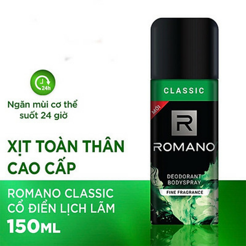 Xịt khử mùi nam Romano Classic 150ml